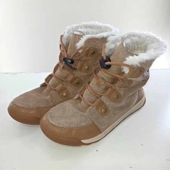Sorel Explorer II Joan Faux Fur Boot Suede Velvet Tan size 7 - Picture 5 of 10
